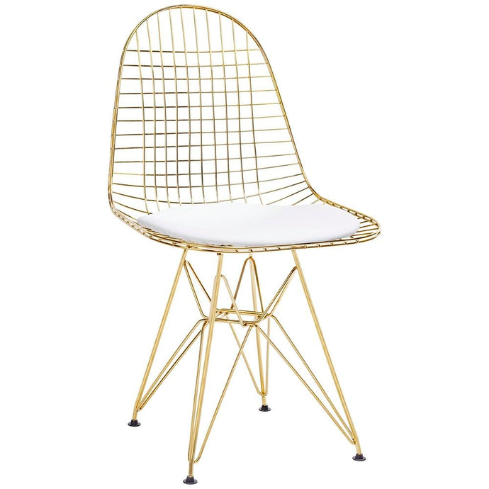 Metal chair/ Gold frame with white pillow - MANU Wooden Collection
