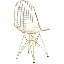 Load image into Gallery viewer, Metal chair/ Gold frame with white pillow - MANU Wooden Collection
