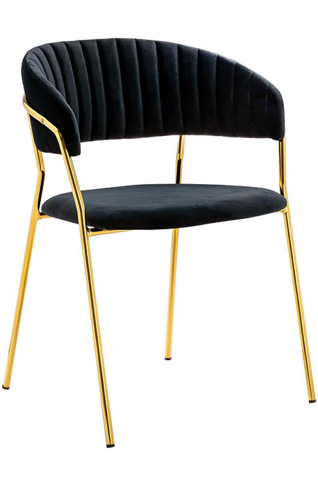 Upholstered dining chair, dark velvet with golden frame - MANU Wooden Collection
