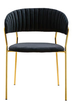 Load image into Gallery viewer, Upholstered dining chair, dark velvet with golden frame - MANU Wooden Collection
