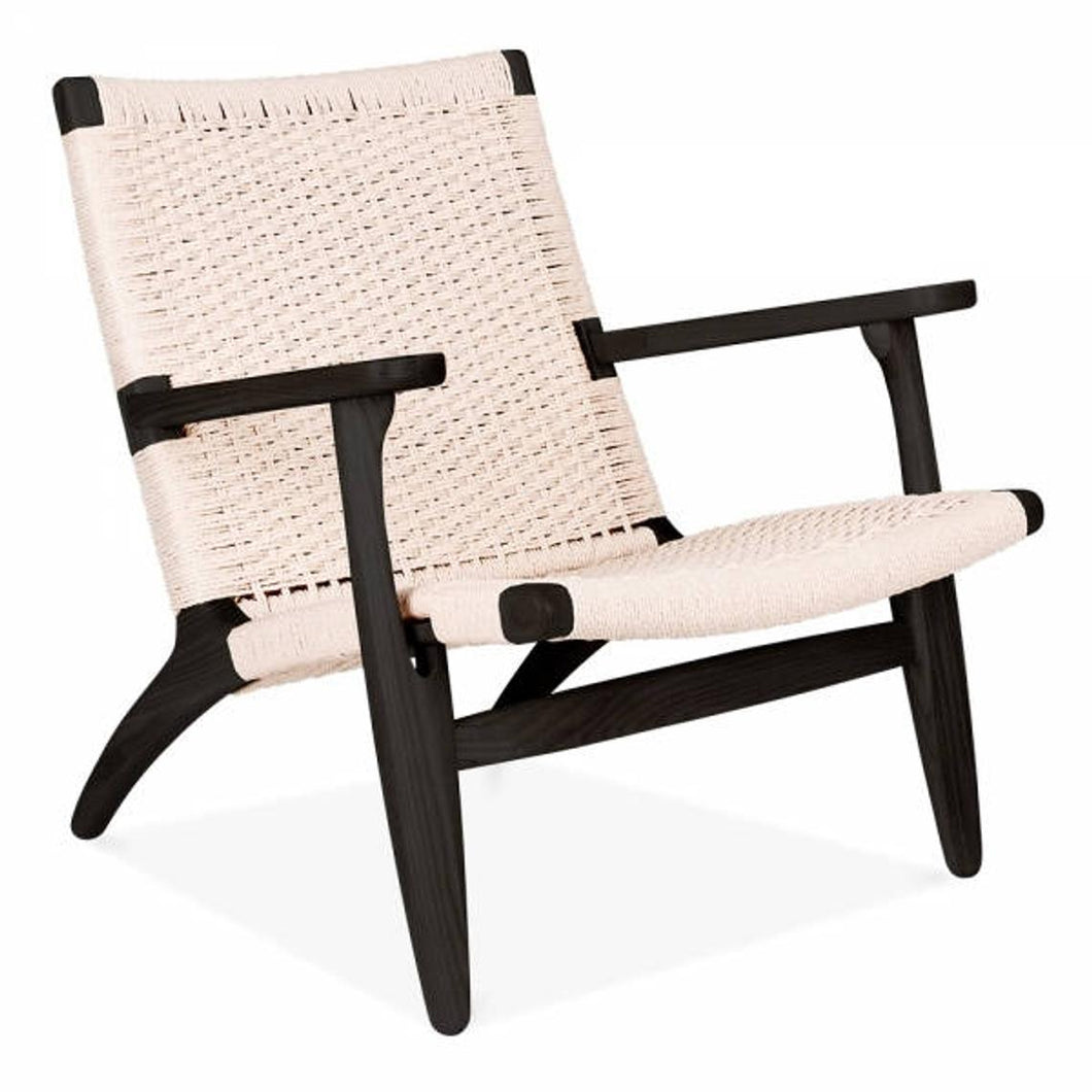 Lounge chair CH23 Hans Wegner dark brown frame with natural seat - MANU Wooden Collection