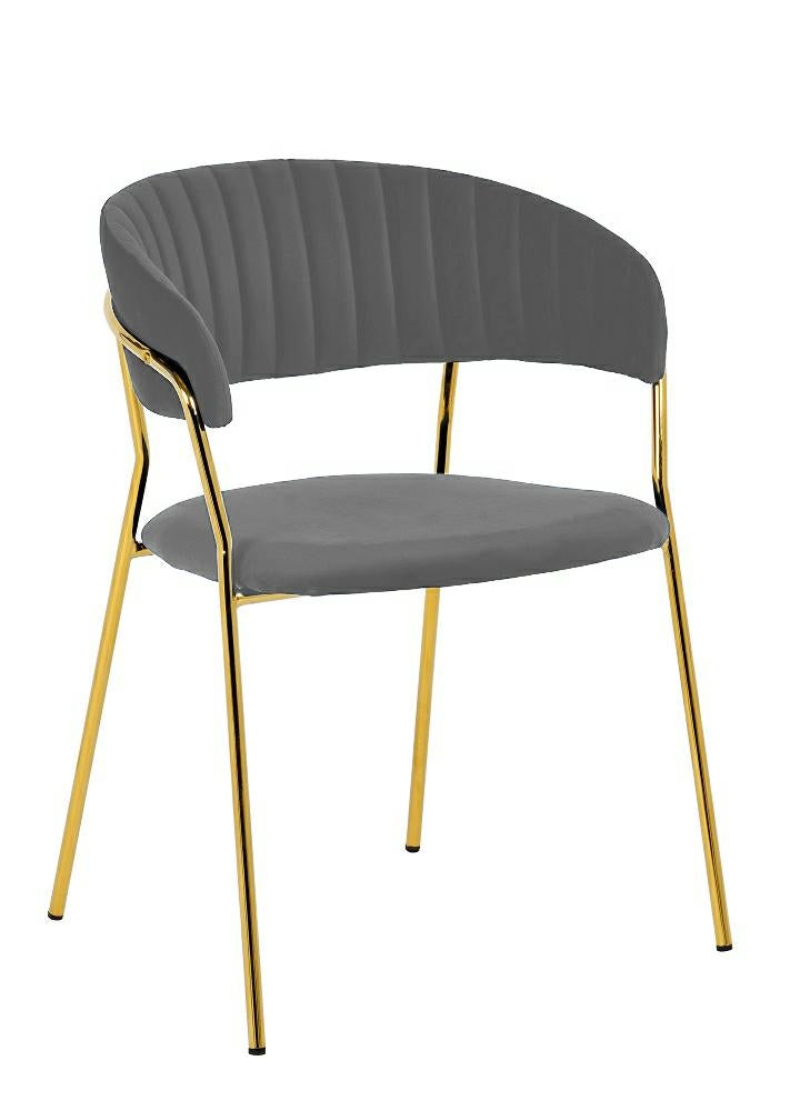 Upholstered dining chair, dark grey velvet with golden frame - MANU Wooden Collection