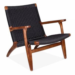 Lounge chair CH23 Hans Wegner brown frame, black seat - MANU Wooden Collection