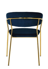 Load image into Gallery viewer, Upholstered chair, dark blue velvet with golden metal frame - MANU Wooden Collection
