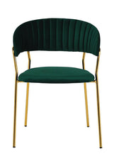 Load image into Gallery viewer, Upholstered chair, dark green velvet with golden frame - MANU Wooden Collection
